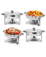 Garvee 4 Pack 5QT Stainless Steel Chafing Dishes for Buffet Catering Parties Wedding Banquet Silver