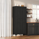 Garvee 63" Tall Storage Cabinet with 4 Doors, 5 Tier Adjustable Shelves for Kitchen, Bathroom, Black MDF