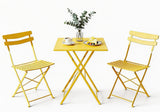Garvee 3 Piece Patio Bistro Set, Folding Metal Outdoor Furniture for Balcony Yard Garden, Yellow, Compact & Durable - Yellow
