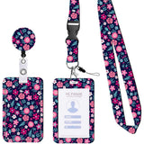 Garvee Floral Print ID Badge Holder with Belt Swivel Clip, Retractable Lanyard, Red Floral Design for Nurses, Teachers, Healthcare Professionals