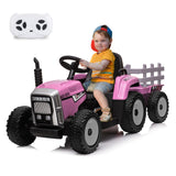 Garvee 12V Kids Ride On Tractor With Trailer & Remote Control, Toddler Electric Vehicle Car, Pink, 35W, 3-6 Years - Pink