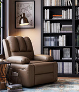 Garvee 22" Massage Recliner Chair for Adults, Manual PU Leather, Vibrating Heating, Cup Holders, Side Pockets, Living Room Bedroom Nursery, Black