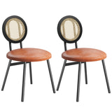 Garvee Modern Rattan Dining Chair Set With Comfortable Padded Seat & Sturdy Metal Legs For Kitchen And Dining Room Black Brown Space-Saving - Brown