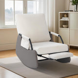 Garvee Rocking Recliner Chair for Adults, Modern Upholstered Plush Seating Glider Recliner with Side Pocket, Adjustable, White