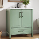 Garvee 30" Bathroom Vanity with Sink, Freestanding Wood Cabinet, Light Green, 2 Soft-Closing Doors & Large Storage Drawer, Easy Assembly & Cleaning - Light Green