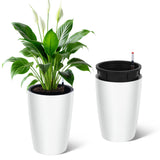 Garvee 16 in Tall Planters Set of 2 Self Watering Plant Pots for Indoor Plants White - White
