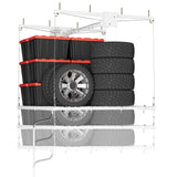 Garvee Overhead Garage Lifting Storage Rack 4x4 Ft Heavy-Duty Ceiling Storage System Adjustable 350 lbs Capacity - White