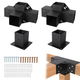 Garvee Pergola Kit Heavy-Duty Carbon Steel Gazebo Kit with 2 4-Way Brackets and 4 Post Bases for 4x4 Lumber Outdoor Patio Black