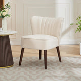 Garvee Modern Living Room Chair Mid-Century Accent Chair Soft Velvet Upholstered Beige Adjustable Feet - Beige
