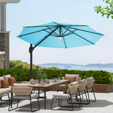 Garvee 10 ft Cantilever Patio Umbrella with 360° Rotation, Adjustable Tilt, Heavy-Duty 600D Oxford Fabric, Rust-Proof Aluminum Frame, Turquoise Blue - Turquoise Blue