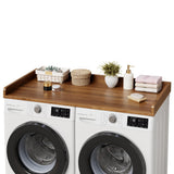 Garvee Washer Dryer Countertop 54.3" x 27.6" Wooden Laundry Countertop with Edge Rails for Laundry Room Organization, Natural Wood Color - Brown