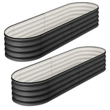 Garvee 2 Pcs 4.5x2x2 ft Oval Galvanized Raised Garden Bed, Outdoor Planter Boxes, Gray - Gray(Rubber Edge)