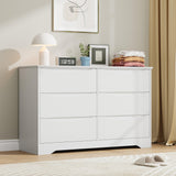 Garvee Wooden Dresser With 6 Drawers, Tall Modern Closet, Deep Storage, Large Chest Of Drawers, White, Versatile For Bedroom Living Room Hallway Kids Room - White