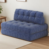 Garvee Folding Sofa Bed Full Corduroy Blue, Convertible Futon Couch with Pillow, Foldable Mattress, Living Room Space-Saving