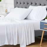 Garvee Bamboo Sheets Set California King Cooling Bed Sheets Deep Pocket Soft Silk White - White