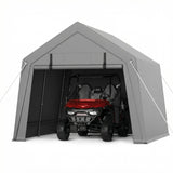 Garvee 10 x 10 Ft Carport Storage Shed Portable Garage with Roll-Up Zipper Door Heavy Duty Waterproof Tarp Grey