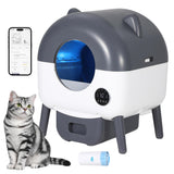 Garvee Self Cleaning Litter Box for Multiple Cats, 76L Large Capacity, Automatic, Smart App Control, Low Noise, Odor-Free, White - Us Region - Dark Gray