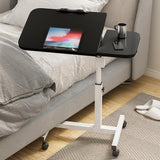 Garvee Overbed Table with Swivel Wheels Adjustable Height Mobile Laptop Bedside Table for Hospital Home Office Couch Black - Black
