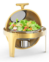 Garvee Roll Top Chafing Dish Buffet Set 6.3 Qt Stainless Steel Food Warmer With Glass Window For Catering Parties Banquets