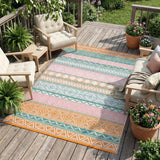 Garvee 8x10 Outdoor Rug Waterproof Plastic Straw Reversible Patio Rug for Camping RV Porch Deck Backyard Balcony Orange Pink - Orange/Pink