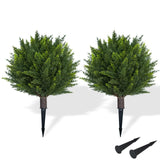 Garvee Set of 2 Artificial Cedar Topiary Ball Trees, 24"H UV Resistant Faux Cypress Plants for Outdoor Garden Porch Decor, Green