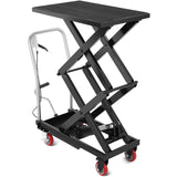 Garvee Hydraulic Lift Table Cart Double Scissor Lift 330 LBS Load Capacity 50 in Height Black - Black
