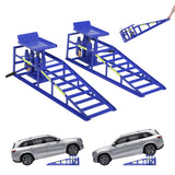 Garvee 2 Packs Hydraulic Car Ramps with Wheels and Reflective Sticker, 5Ton Capacity, Portable, Durable Steel, Home Garage Use, 45x14.2x12.6 inches - Blue With Wheels