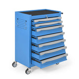 Garvee 7-Drawer Tool Chest Rolling Tool Cart with Wheels Large Capacity Tool Storage Cabinet Keyed Locking for Garage Workshop Warehouse Black Red Blue - Blue