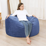 Garvee 4 Foot Bean Bag Chair,Memory Foam Big Bean Bag for Adults, Big Sofa with Fluffy Removable Microfiber Cover Blue 4' - Dark Blue