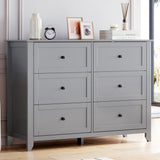 Garvee Grey 6 Drawer Dresser for Bedroom, Simply Modern Wood Storage Double Dresser with Deep Drawers for Living Room, Hallway Entryway - Grey
