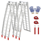 Garvee 7.5 Foot Folding Aluminum Motorcycle Ramp 750 LB Capacity Dirt Bike Ramp for Pickup Trucks with Crossbar Rungs and Rubber Tipped Ends 89 x 12 Inch 2 PC - Silver