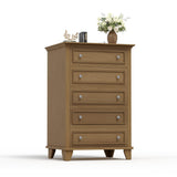 Garvee Brown Dresser 48 in Tall 5 Drawer Chest for Bedroom Closet Living Room Vintage Wood