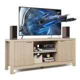 Garvee 59" TV Stand For TVs Up To 65 Inches, Mid Century Modern Entertainment Center, Oak, 59"W x 15.4"D x 24.7"H