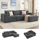 Garvee 108" Modular Sectional Sofa L-Shaped Boneless Cloud Couch With 67.5" Chaise Corduroy Fabric No Assembly - Lie Right | Corduroy | Gray