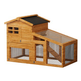 Garvee 2-Story Wooden Rabbit Hutch with Removable Wire Netting and Leak Proof Tray for Indoor and Outdoor Use, Natural Color, Spacious Design - 2-Story Natural
