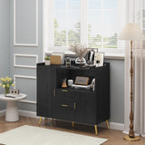 Garvee 40" Buffet Sideboard With Storage, Kitchen Storage Cabinet, Microwave Cabinet, Coffee Bar Cabinet, 2 Drawers, 2 Doors, For Kitchen, Dining Room, Entryway, Modern Design, Narrow Profile, Black