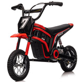Garvee Heavy Duty Ride On Electric Dirt Bike For Kids, 350W Motor, Rear Suspension, Up To 14.29MPH, Multiple Colors, Ages 3-10 - Red