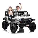 Garvee 24V 2-Seater Kids Electric Truck with Parent Remote Control, 4WD Dual Motor, 2 Speeds, White - White
