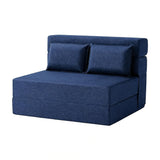 Garvee Convertible Folding Sofa Bed 2-in-1 Sleeper Chair with Pillow for Living Room & Bedroom, Portable, Corduroy - Navy Blue