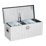 Garvee Aluminum Truck Bed Toolbox Lockable Diamond Plate Tool Box Chest for Truck Pickup Beds Weatherproof Durable Storage 34.5x13x6.5 Inches - Silver