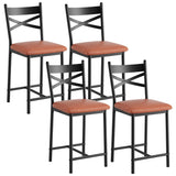 Garvee 22" Counter Height Bar Stools Set of 4 Upholstered Bar Chairs Ergonomic Backrest Thick Cushion Brown