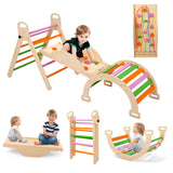 Garvee 3-in-1 Wooden Climbing Frame Set with Slide & Swing, Colorful Pine Wood, Indoor Play for Kids, Safe Design, Durable