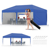 Garvee 10x20 Pop Up Canopy With 4 Sidewalls, One-Person Setup, Adjustable Height, Blue, Silver Coated, Portable Outdoor Tent