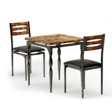Garvee Dining Table Set for 2, 3 Piece with Spiral Metal Legs, Space Saving Small Kitchen Table Set, Brown