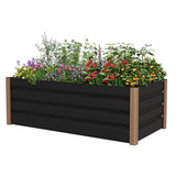 Garvee Aluminum Raised Garden Bed 4' x 2' x 16" Gray, Open-Bottom, Deep Design, Rounded Safety Corners, Outdoor Planter Kit - Gray