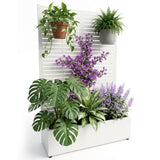 Garvee Metal Planter Box with Trellis 71.5"x47"x16" Raised Garden Bed with Wheels for Climbing Plants Vegetables White - White