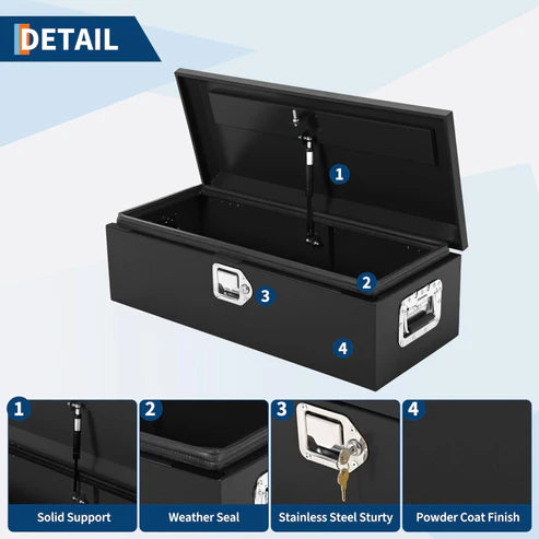 Garvee 30 Inch Steel Truck Bed Tool Box - Diamond Plate Design with Side Handles and Locking Keys, Compact and Durable Storage for Pickup Trucks, RVs, and Trailers, Black