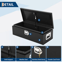 Garvee 39 Inch Steel Truck Bed Tool Box - Diamond Plate Design with Side Handles and Locking Keys, Compact and Durable Storage for Pickup Trucks, RVs, and Trailers, Black