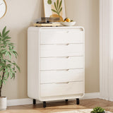 Garvee 5 Drawers Dresser Modern Wooden Clothes Storage for Bedroom Living Room 48" Tall White - 