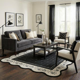 Garvee Christmas Rugs For Living Room 8x10 Washable Scalloped Floral Non Slip Black - Black